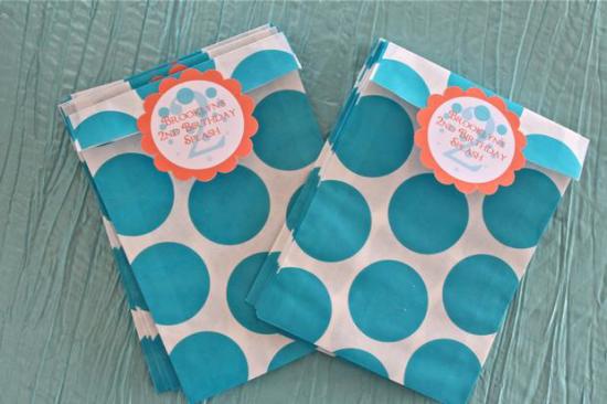 Under the Sea Birthday Splash teal party bags