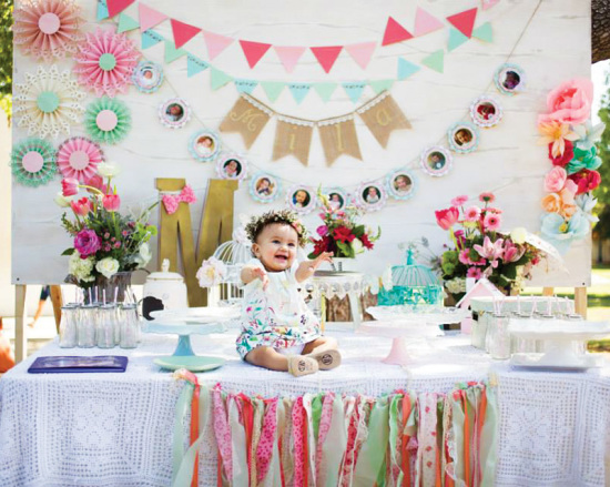 Blooming Spring first Birthday Party in shabby chic design