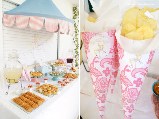 Carousel Birthday Party ideas, dessert table full of pastel decorations