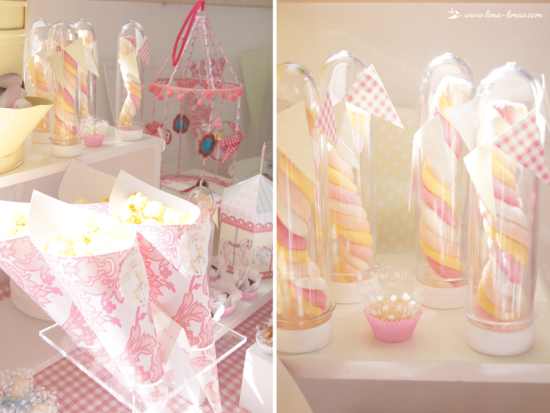 Carousel Birthday Party sweets and treats in pastels