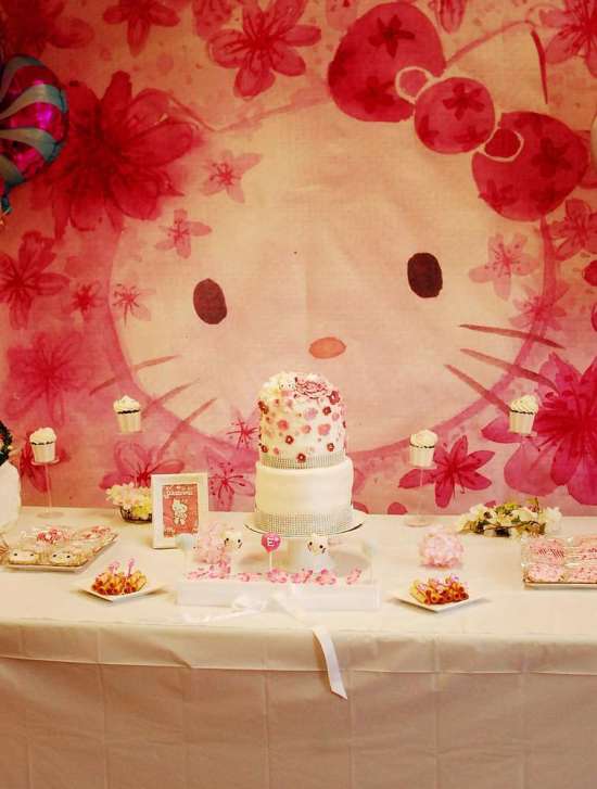 Hello Kitty Birthday Party dessert table