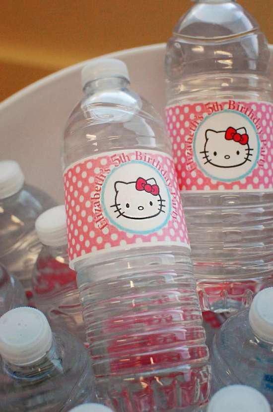 Hello Kitty Birthday Party drink bottles