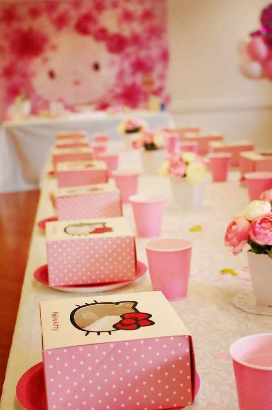 Hello Kitty Birthday Party table setting