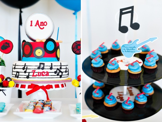 Rock n' Roll Birthday Party, music note cake