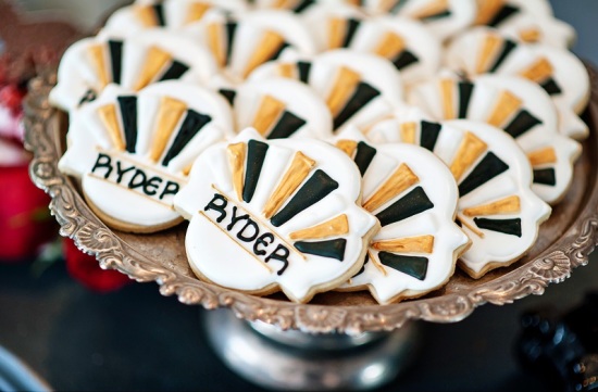 Derby & Roaring Gatsby Birthday Party cookies in art deco style party
