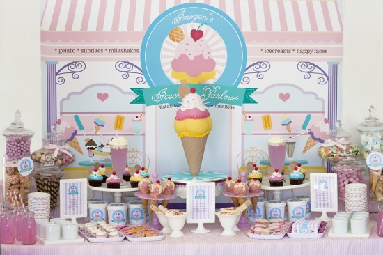 ice cream parlor party dessert table