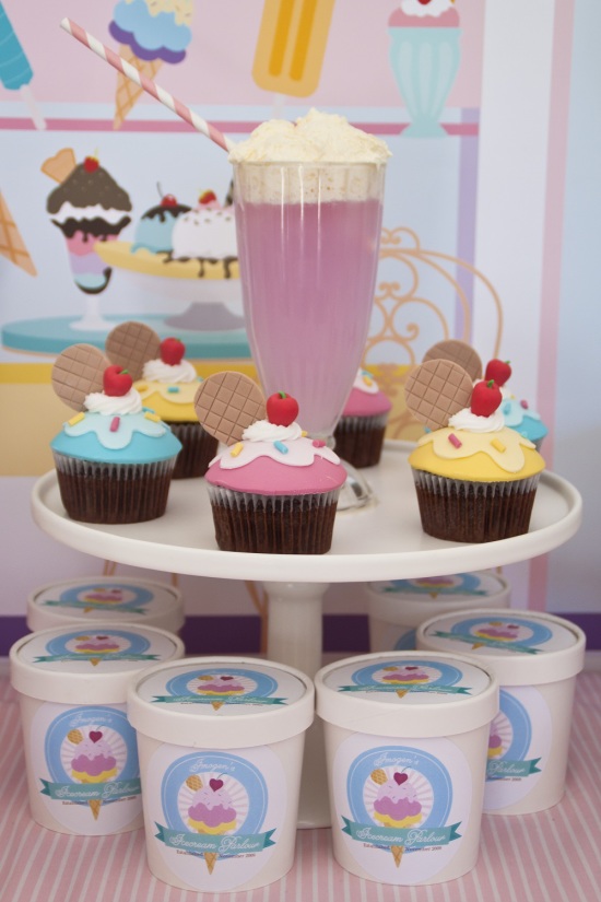 ice cream parlor party ideas, decorations, candy bar
