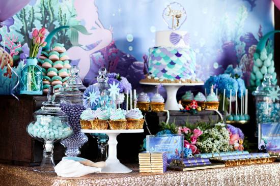 Under the Sea First Birthday Party dessert table