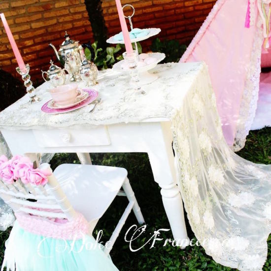 Princess tea party decoration, lace table cover