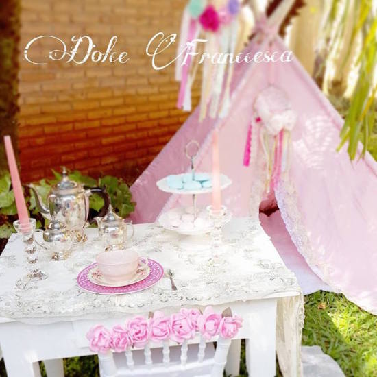 Princess tea party ideas, decorations, cute florals on chair