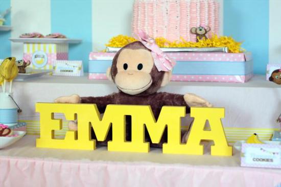curious george inspired monkey party dessert table ideas, curious emma
