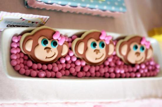 curious george inspired monkey party food and treats monkey cookies in pink