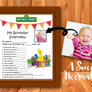 free birthday party keep sake, birthday interview printable