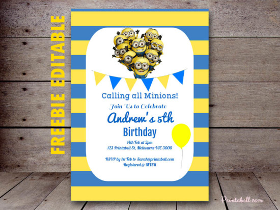minions happy birthday invitation