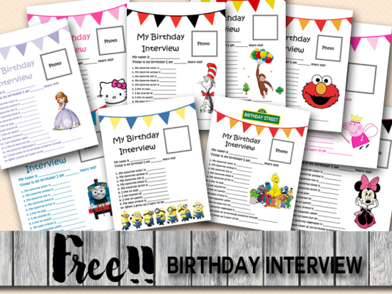 free printable birthday interview, birthday games, birthday activity printables