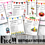 free printable birthday interview, birthday games, birthday activity printables