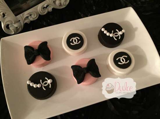 COCO Chanel inspired birthday party cookies