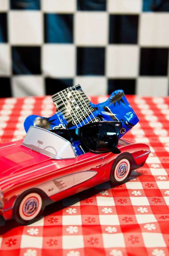 50’s Diner Soda Shop Party favors in a toy car