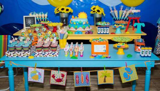 Beach Birthday Party dessert table