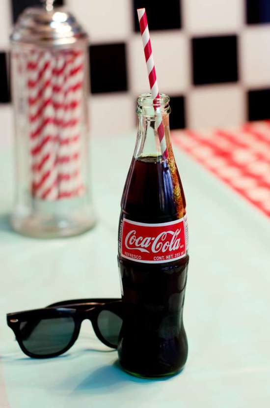 diner's coca cola with straw