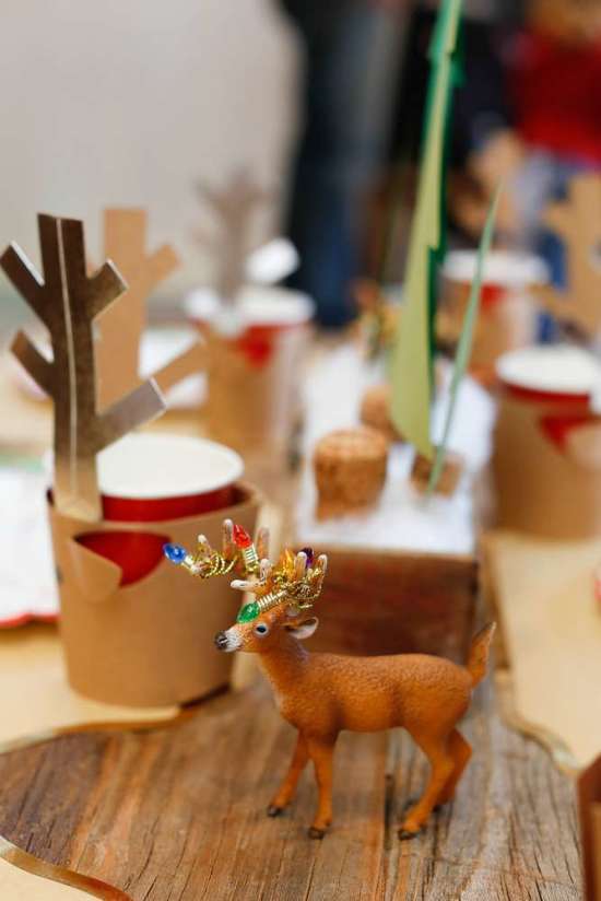 woodland christmas decors on table setting