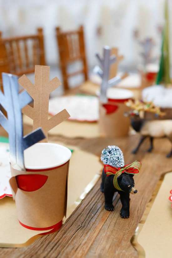 woodland christmas reindeer paper cups