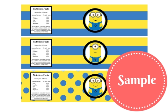 A4-free-despicable-me-yellow-pink-minon-party-PRINTABLE water bottle wrapper
