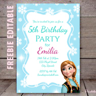 free frozen party with anna invitation editable