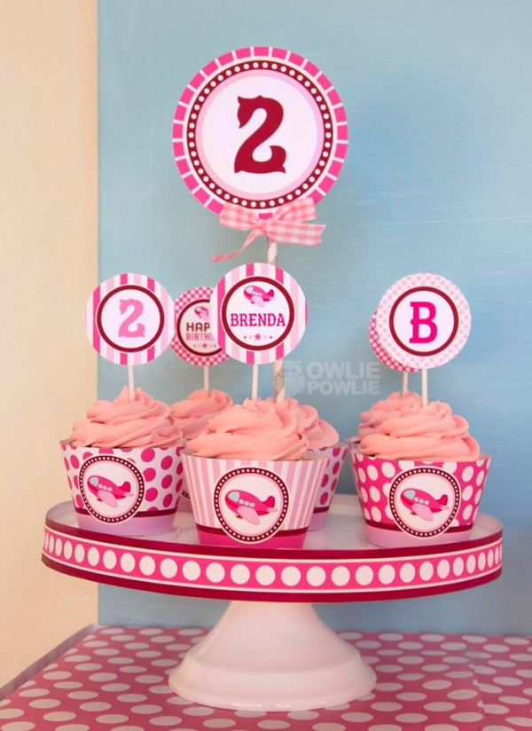 Pink-Airplane-Birthday-Party-Cupcake-Toppers