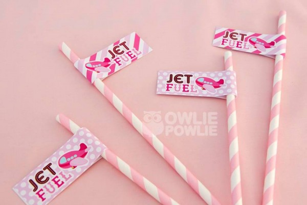 Pink-Airplane-Birthday-Party-Straws