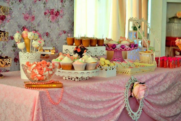 Vintage-Chic-Hello-Kitty-Party-Dessert-Table