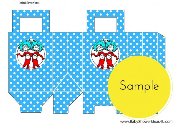 free dr seuss thing 1 thing 2 twins party printable  baby shower birthday boxes