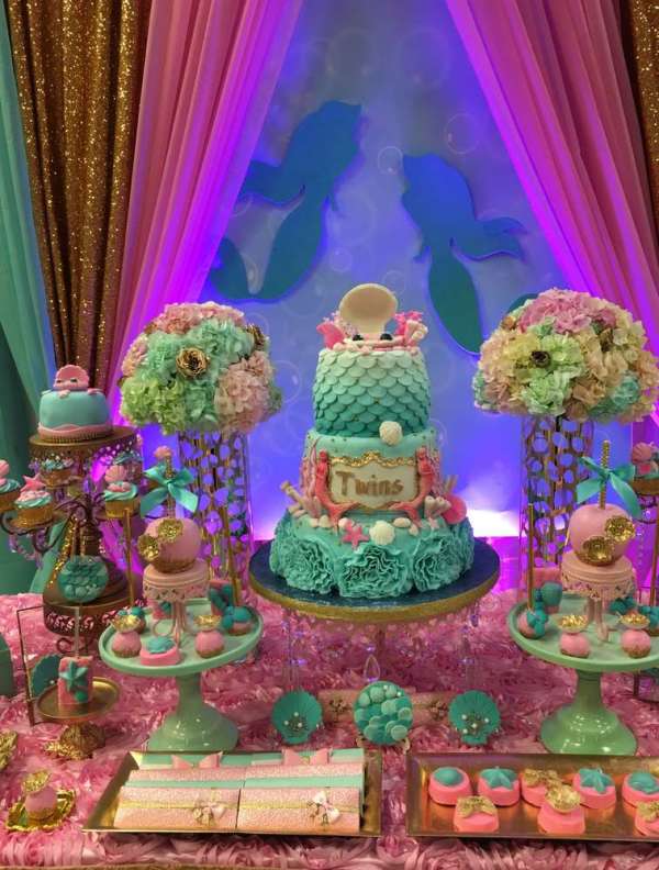 Twins-Under-the-Sea-Mermaid-Birthday-Party-Dessert-Table