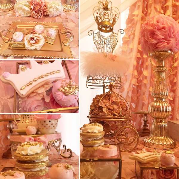 Golden-White-And-Pink-Princess-Birthday-Party-Carriage