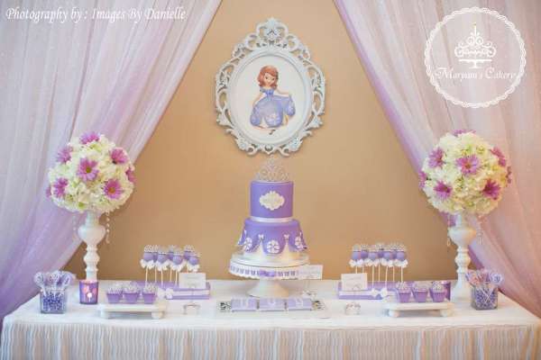 Purple-And-White-Sophia-Birthday-Party-Dessert-Table