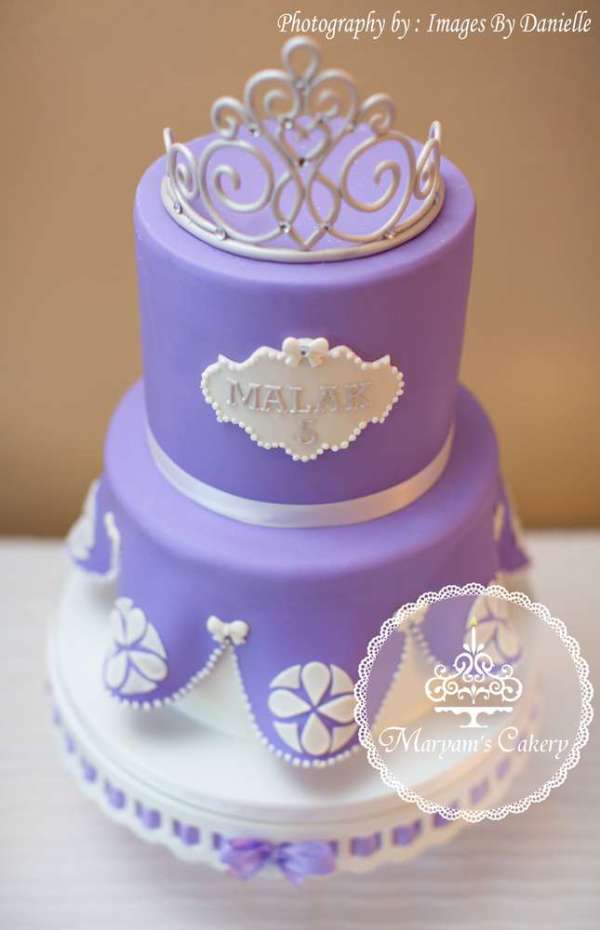 Purple-And-White-Sophia-Birthday-Party-Layered-Cake