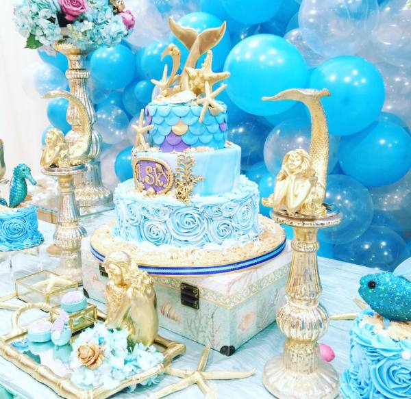 Magical-Little-Mermaid-Birthday-Blue-Cake