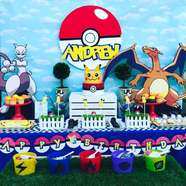 Pokemon Blue Theme Birthday Party Decorations Classical Cartoon