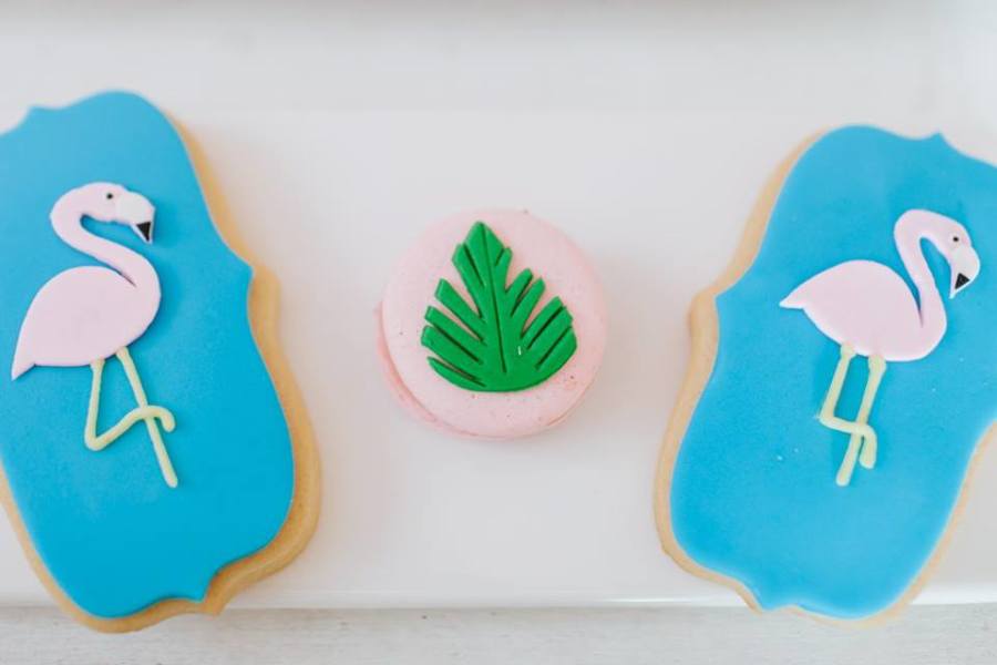 Tropical-Flowers-And-Flamingos-Birthday-Cookies