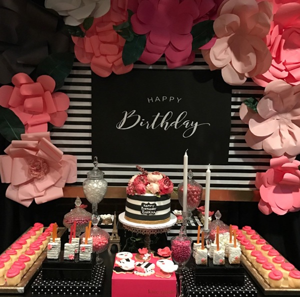 Kate Spade Inspired 30th Birthday Celebration in black and pink