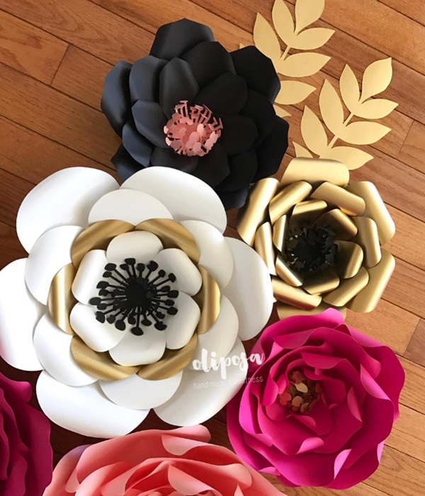 Kate Spade themed 1st birthday party paper flower backdrop