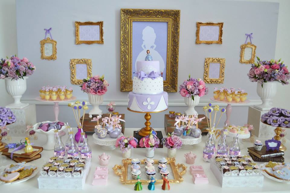 princess sofia birthday party dessert table