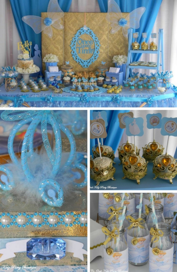 Cinderella-themed-blue-gold-birthday-party