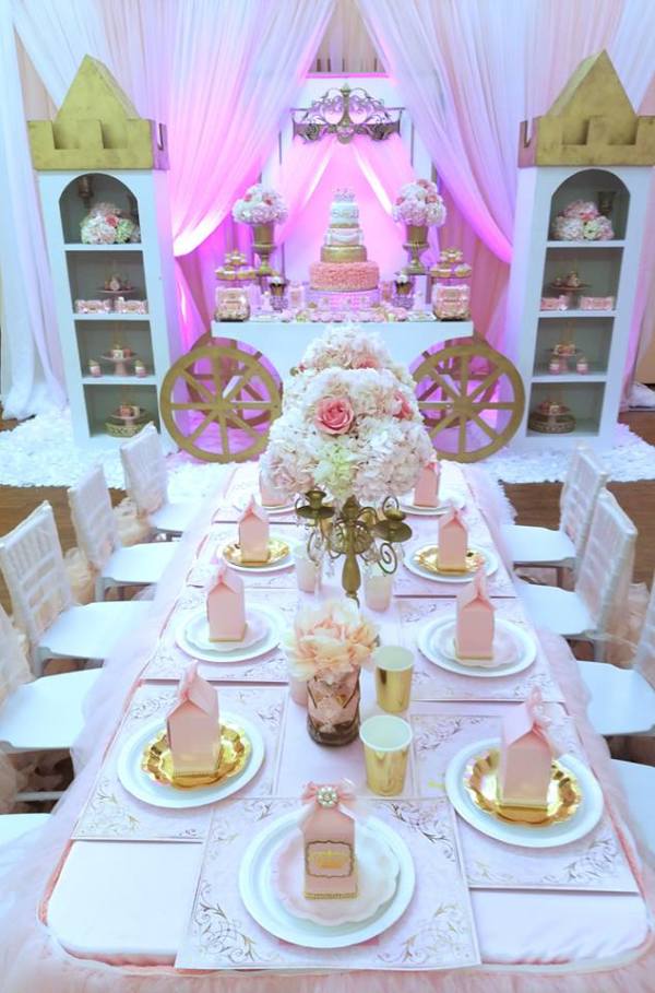 First Princess Birthday party table setting