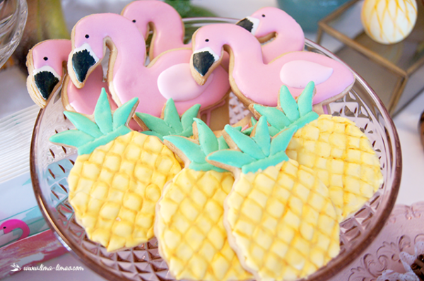 pineapple and flamingo sugar cookies