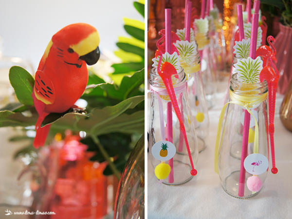 tropical bird party decors straw toppers