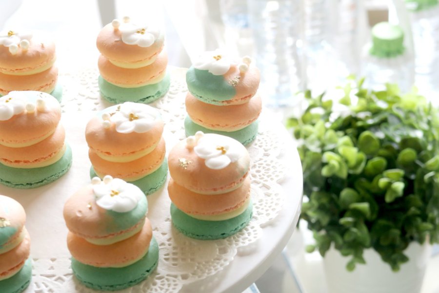 Peach-And-Mint-Book-Birthday-Macarons