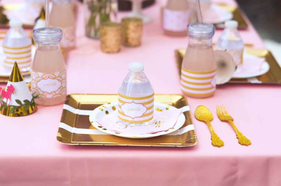 Glamorous Unicorn Birthday guest tables