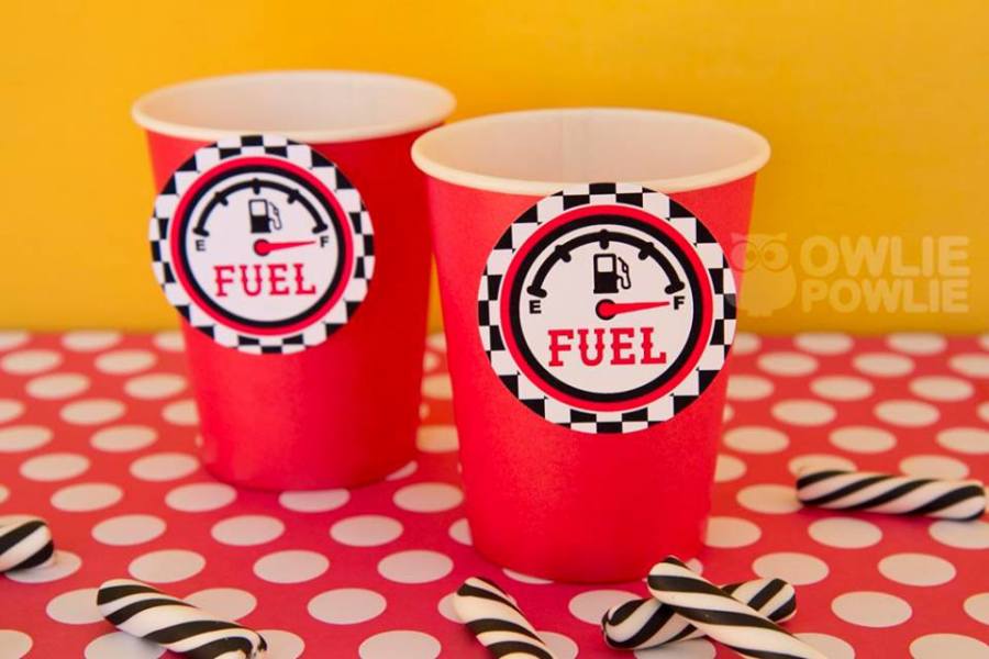 racing car birthday fuel paper cups