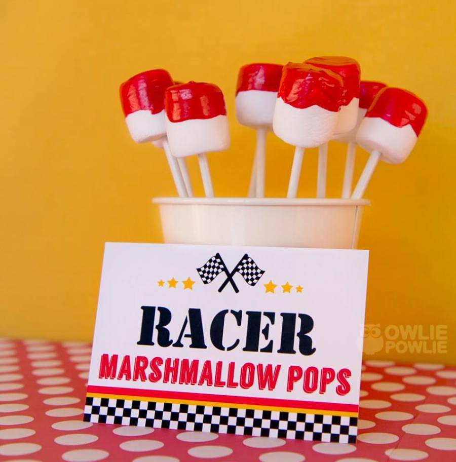 racing car birthday marshmallow pops